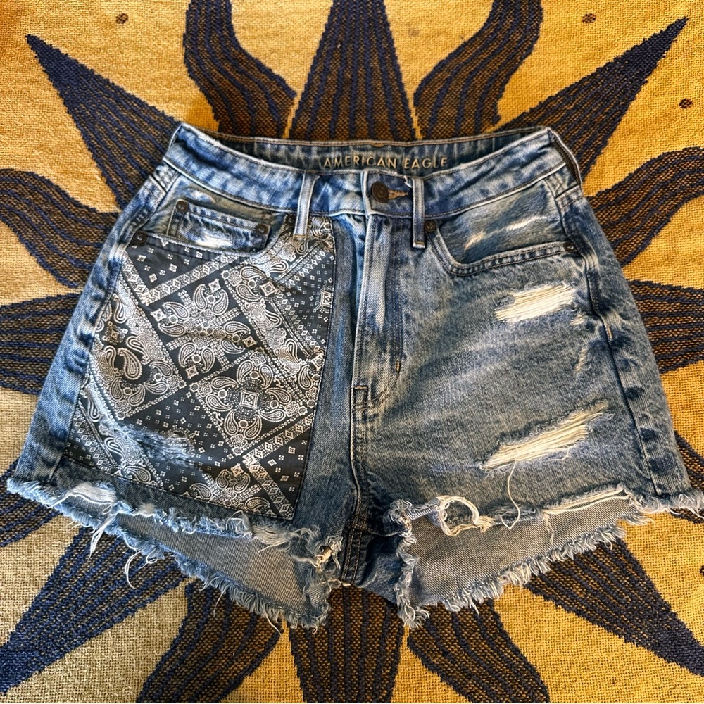 High-Waisted Distressed Shorts